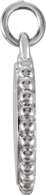 Sterling Silver Engravable Beaded Disc Charm/Pendant