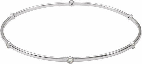 14K White Gold 1/4 CTW Natural Diamond Bezel-Set Bangle 8" Bracelet