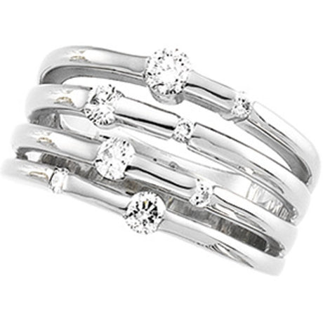 14K White Gold 1/2 CTW Natural Diamond Ring