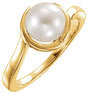 14K Yellow Gold Cultured White Freshwater Pearl Ring