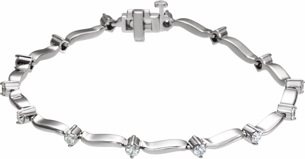 14K White Gold 1 CTW Natural Diamond Line 7" Bracelet