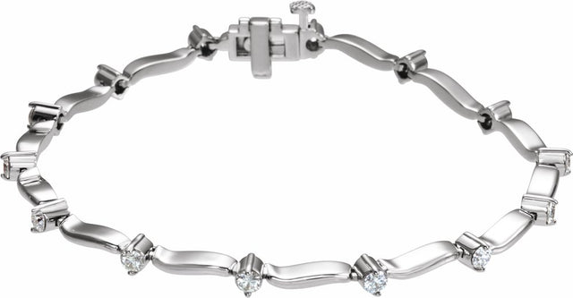 14K White Gold 1 CTW Natural Diamond Line 7" Bracelet
