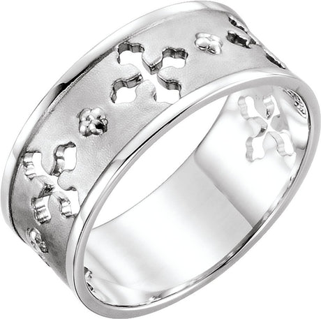 Sterling Silver Pierced Cross Ring