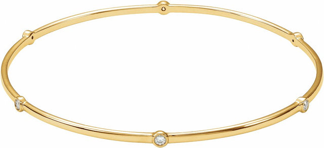 14K Yellow Gold 1/4 CTW Natural Diamond Bezel-Set Bangle 8" Bracelet