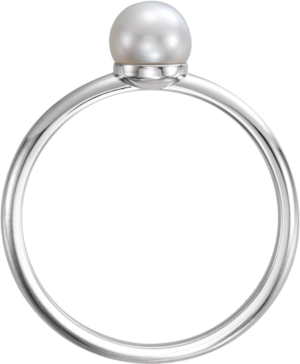 14K White 5.5-6 mm Cultured White Freshwater Pearl Ring