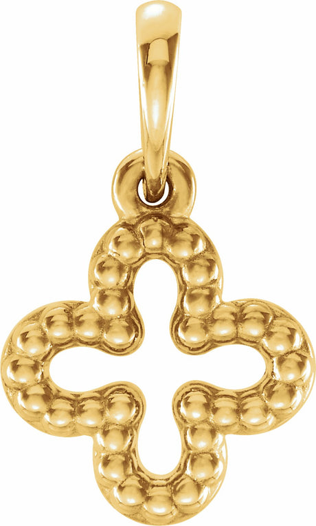 14K Yellow Beaded Clover Pendant