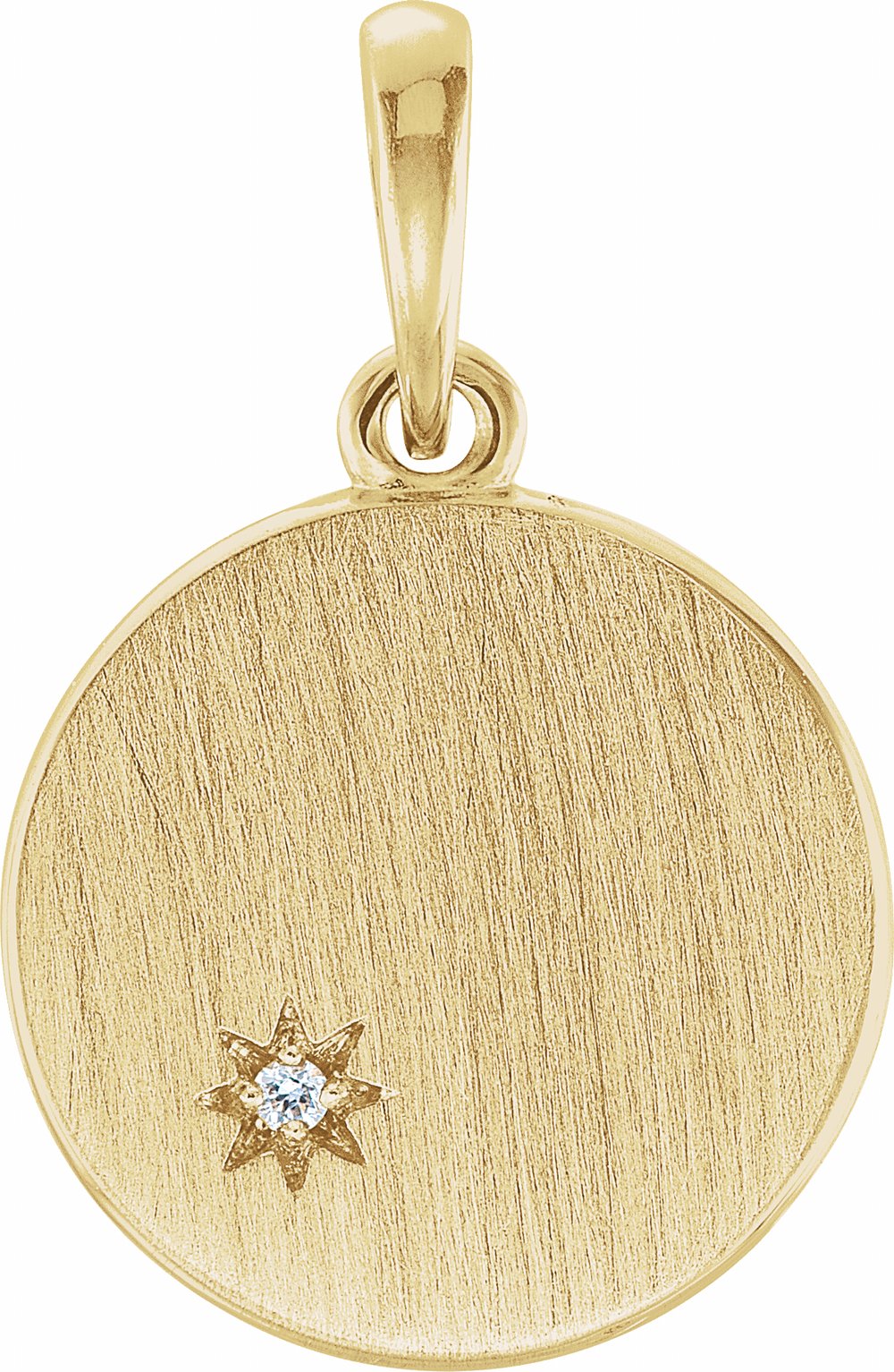 14K Yellow .005 CT Natural Diamond Engravable Pendant