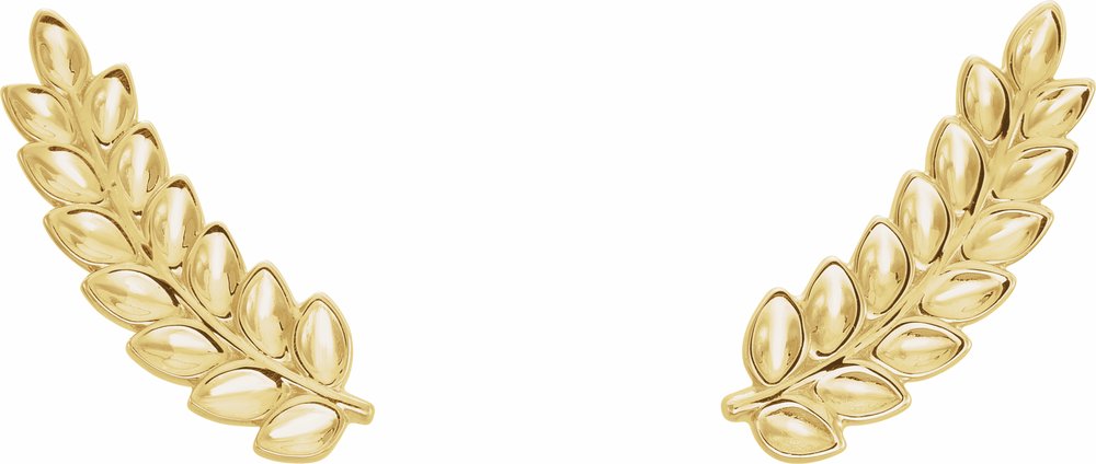 14K Yellow Petite Leaf Ear Climbers