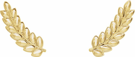 14K Yellow Petite Leaf Ear Climbers