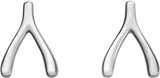 14K White Wishbone Earrings