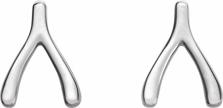 14K White Wishbone Earrings