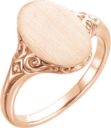 14K Rose 13x9 mm Oval Signet Ring