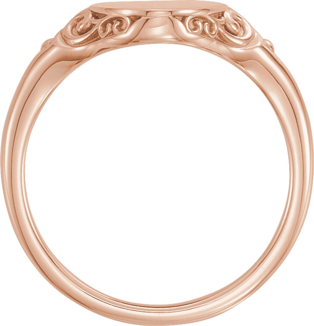 14K Rose 13x9 mm Oval Signet Ring