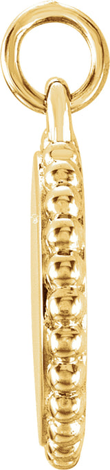 14K Yellow Gold Engravable Beaded Disc Charm/Pendant