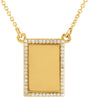 14K Yellow Gold 1/8 CTW Natural Diamond Engravable Rectangle 18" Necklace