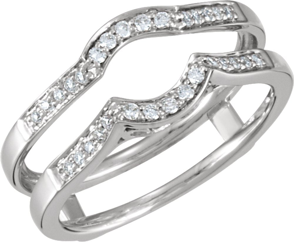 14K White 1/5 CTW Natural Diamond Ring Guard Size 7