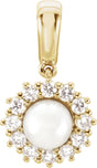 14K Yellow Cultured White Freshwater Pearl & 1/3 CTW Natural Diamond Pendant