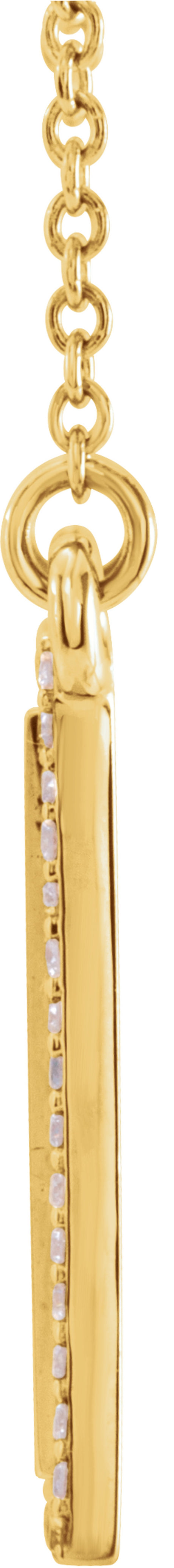14K Yellow Gold 1/8 CTW Natural Diamond Engravable Rectangle 18" Necklace