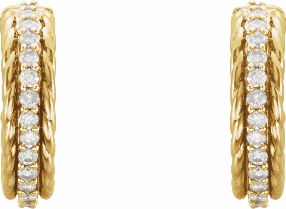 14K Yellow Gold 1/5 CTW Natural Diamond Rope Hoop Earrings