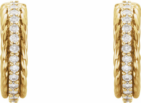 14K Yellow Gold 1/5 CTW Natural Diamond Rope Hoop Earrings