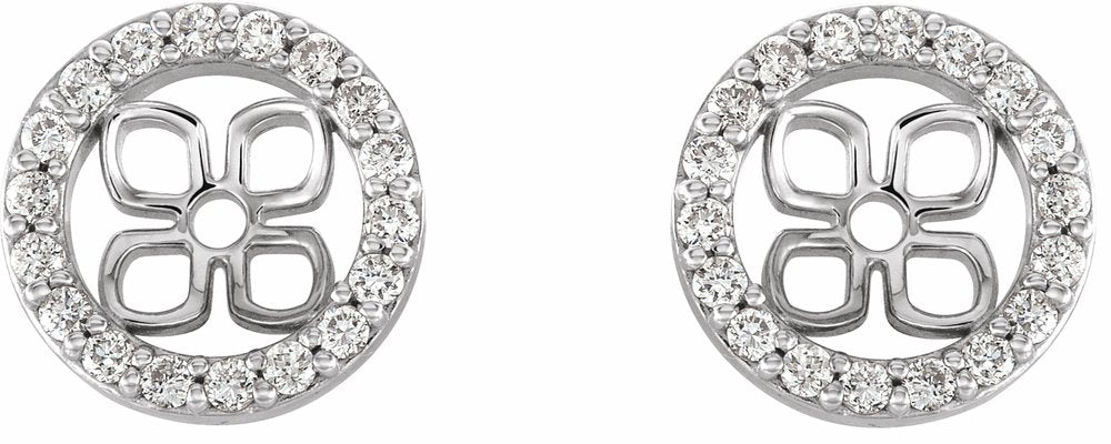 14K White 8 mm ID 3/8 CTW Natural Diamond Earring Jackets