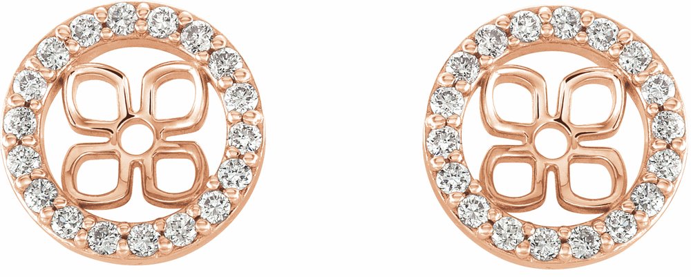 14K Rose Gold 4.5 mm ID 1/10 Natural Diamond Earring Jackets