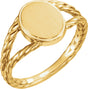 14K Yellow 11x9 mm Oval Rope Signet Ring