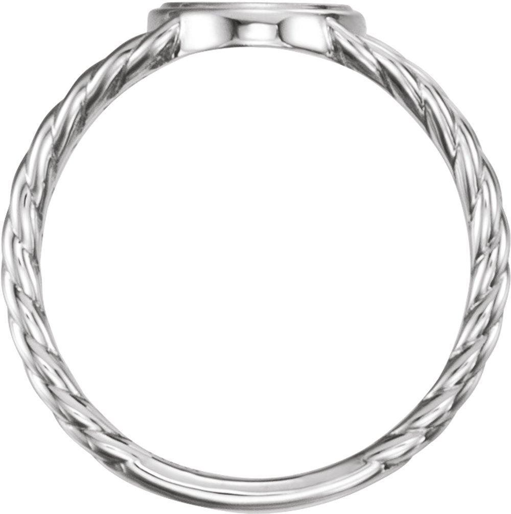 Sterling Silver 11x9 mm Oval Rope Signet Ring