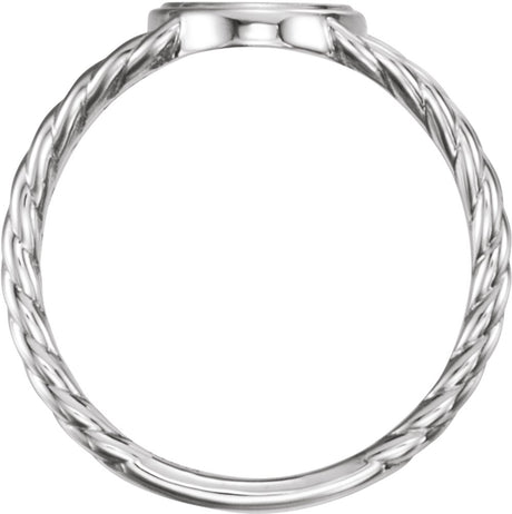 Sterling Silver 11x9 mm Oval Rope Signet Ring