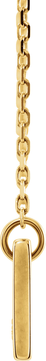 14K Yellow Gold .03 CT Natural Diamond Engravable Bar 17" Necklace