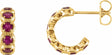 14K Yellow Natural Ruby Hoop Earrings