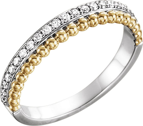 14K White/Yellow 1/5 CTW Natural Diamond Beaded Ring