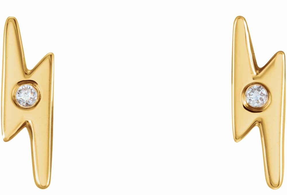 14K Yellow .03 CTW Natural Diamond Lightning Bolt Earrings