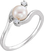 14K White Cultured White Akoya Pearl & .04 CTW Diamond Bypass Ring 