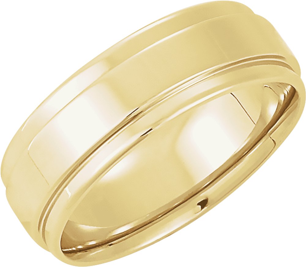 14K Yellow Inlay 6 mm Comfort-Fit Flat Band Size 10