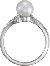Sterling Silver Cultured White Freshwater Pearl Ring