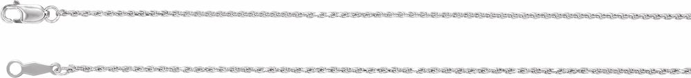 14K White Gold 1 mm Diamond-Cut Rope 16" Chain