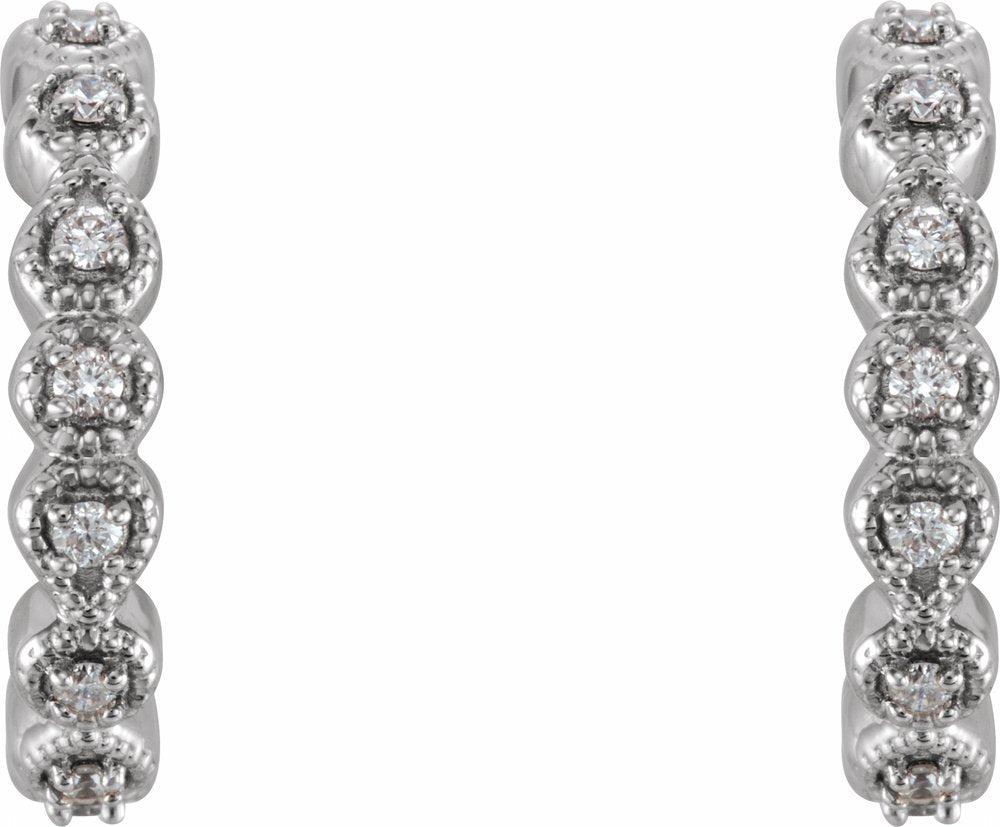 14K White 1/8 CTW Natural Diamond 15.1 mm Hoop Earrings