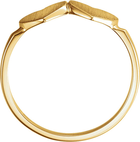 14K Yellow 13.8x7 mm Double Heart Signet Ring