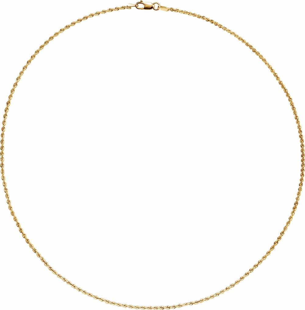 14K Yellow 1.5 mm Rope 24" Chain