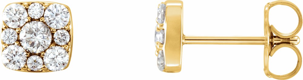 14K Yellow 1/2 CTW Natural Diamond Cluster Earrings