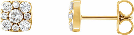 14K Yellow 1/2 CTW Natural Diamond Cluster Earrings