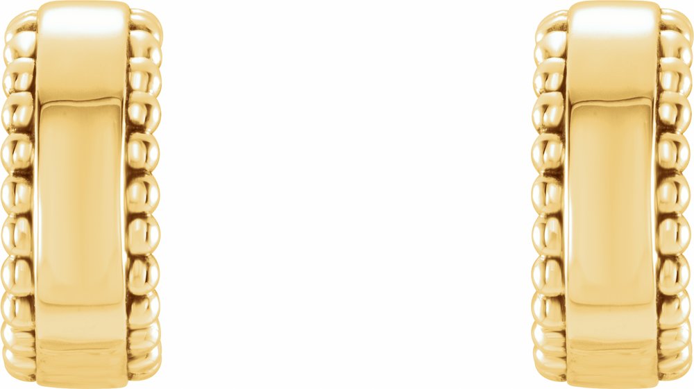 14K Yellow Beaded 10.3 mm Hoop Earrings