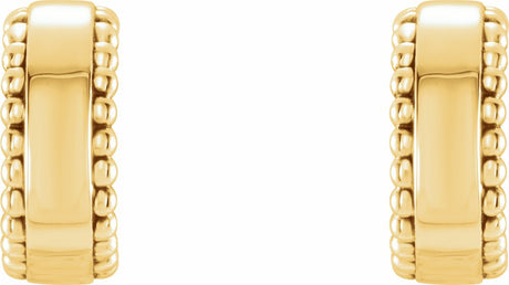 14K Yellow Beaded 10.3 mm Hoop Earrings