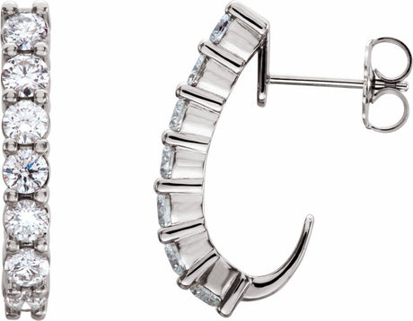 14K White Gold 3/4 CTW Lab-Grown Diamond J-Hoop Earrings