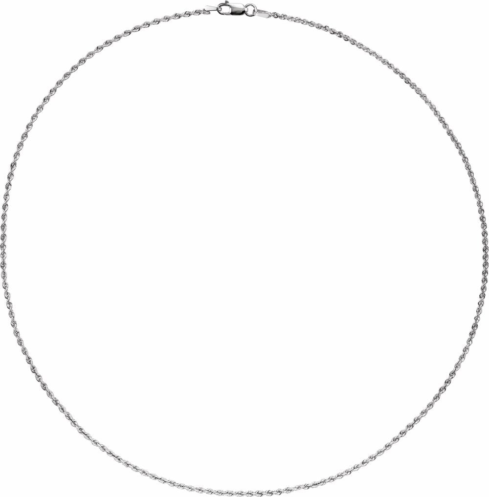 14K White Gold 1.5 mm Rope 20" Chain