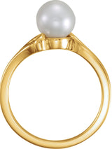 14K Yellow Gold Cultured White Akoya Pearl Ring