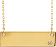 14K Yellow Gold .03 CT Natural Diamond Engravable Bar 17" Necklace