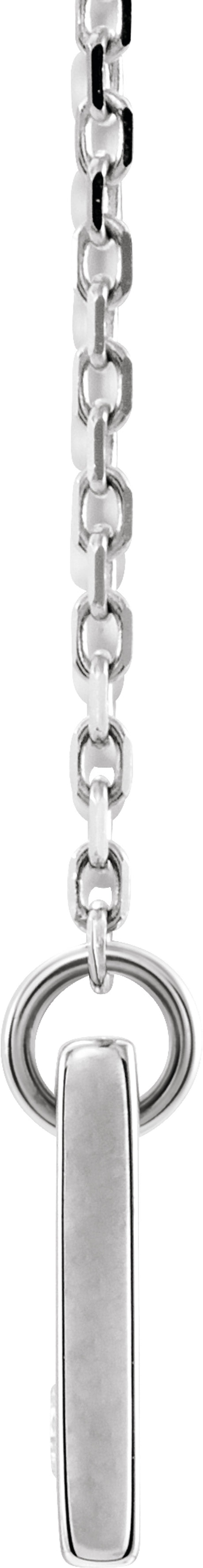 14K White Gold .03 CT Natural Diamond Engravable Bar 17" Necklace 