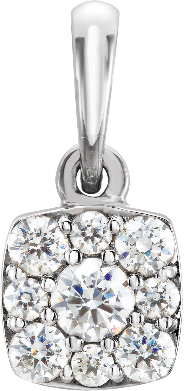 14K White Gold 1/4 CTW Natural Diamond Cluster Pendant